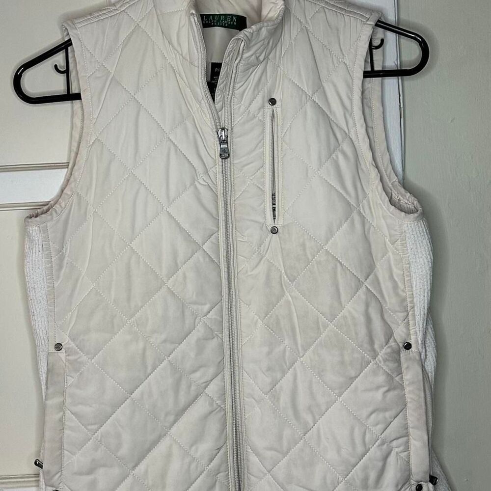 Ralph Lauren Women's Petite Diamond Quilted Vest - Winter White / Cream - P/P
